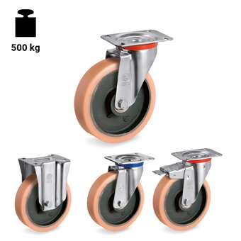 TR-63GH-NL-M-Ruote con supporti per carichi leggeri e supporti per carichi medi